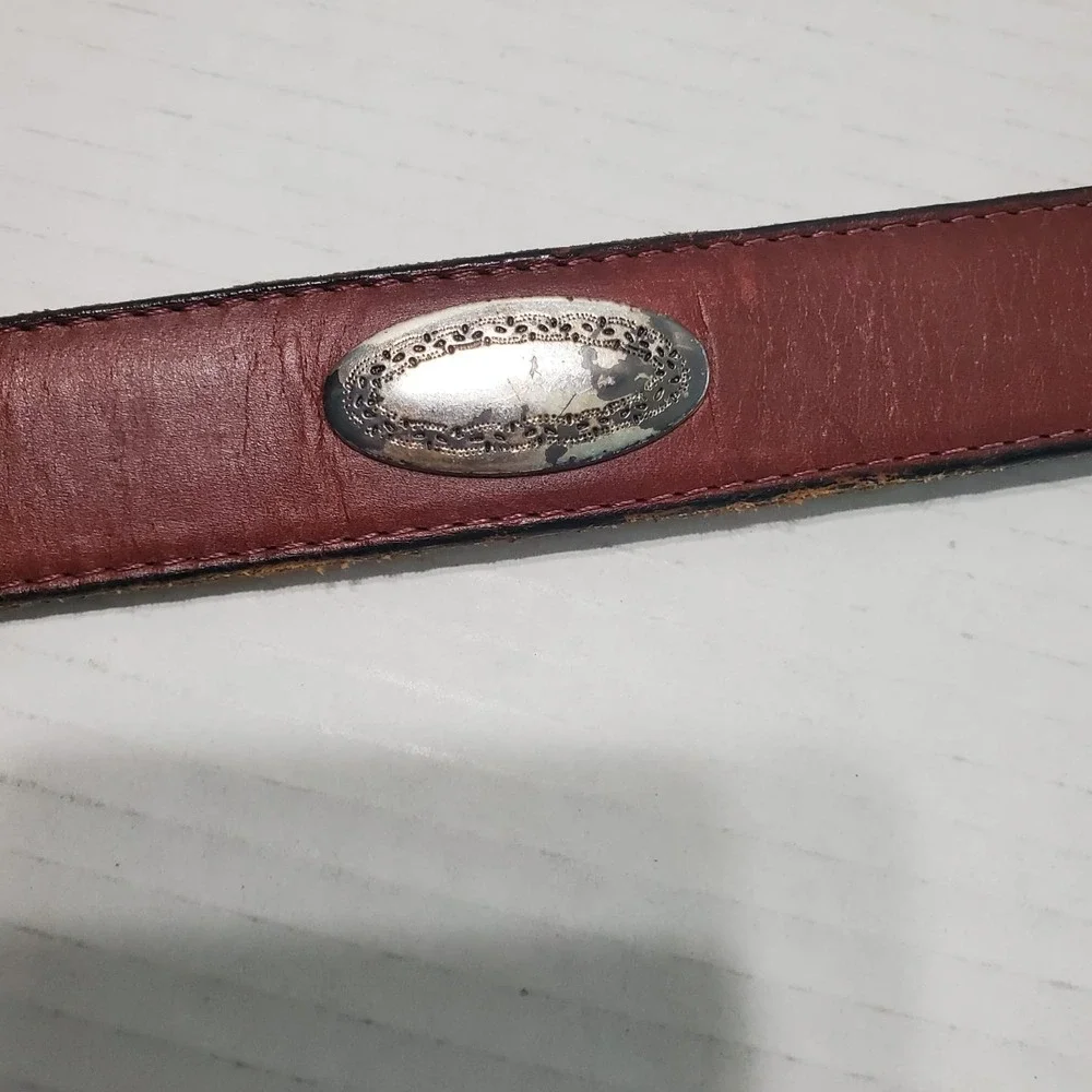 Sentry Vintage Studded Brown Genuine Leather Golf Belt Men's Size 38 No‎ Buckle